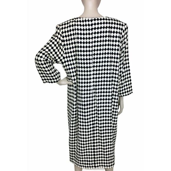 Vintage 80s Jackie Bernard MOD Monochrome Dress Coat Women's Size M/L - Picture 7 of 9